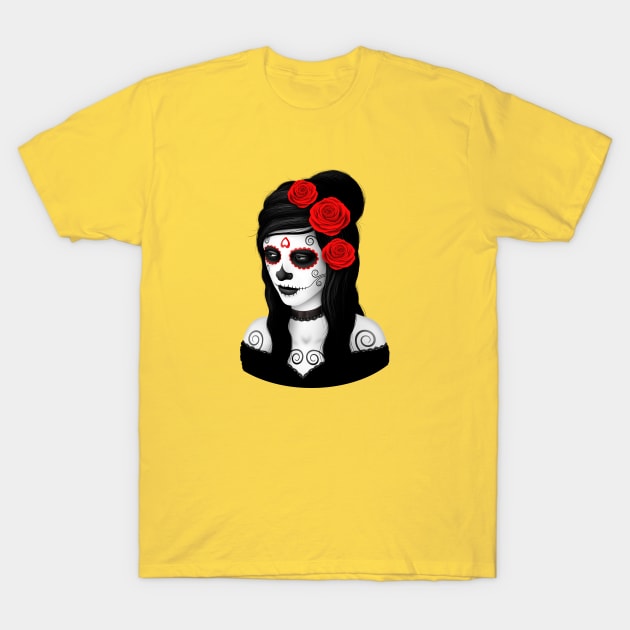 Day of the Dead Girl with Red Roses T-Shirt by jeffbartels